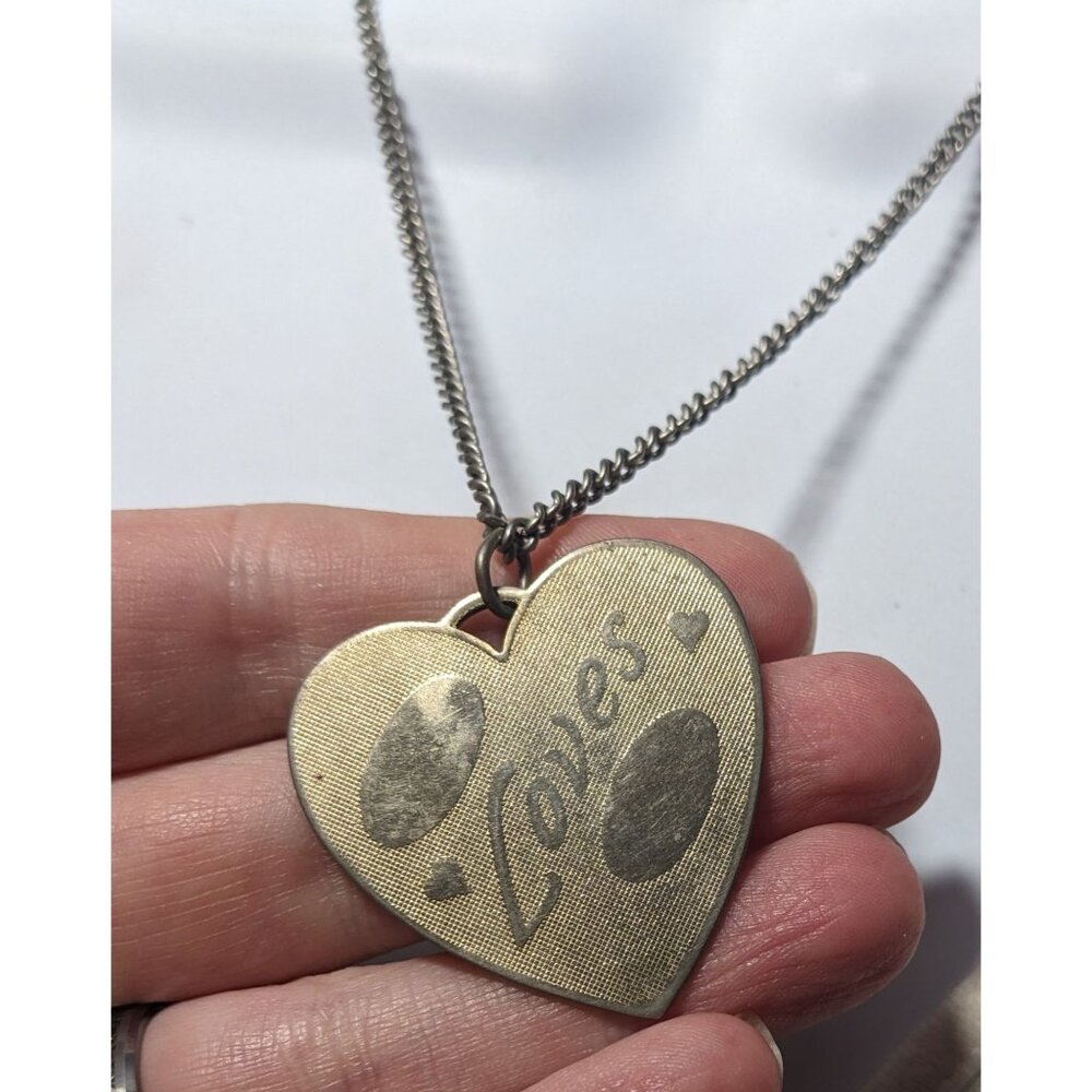 Vintage Engravable Heart Shaped Loves Gold Tone Pendant Necklace - Picture 9 of 12